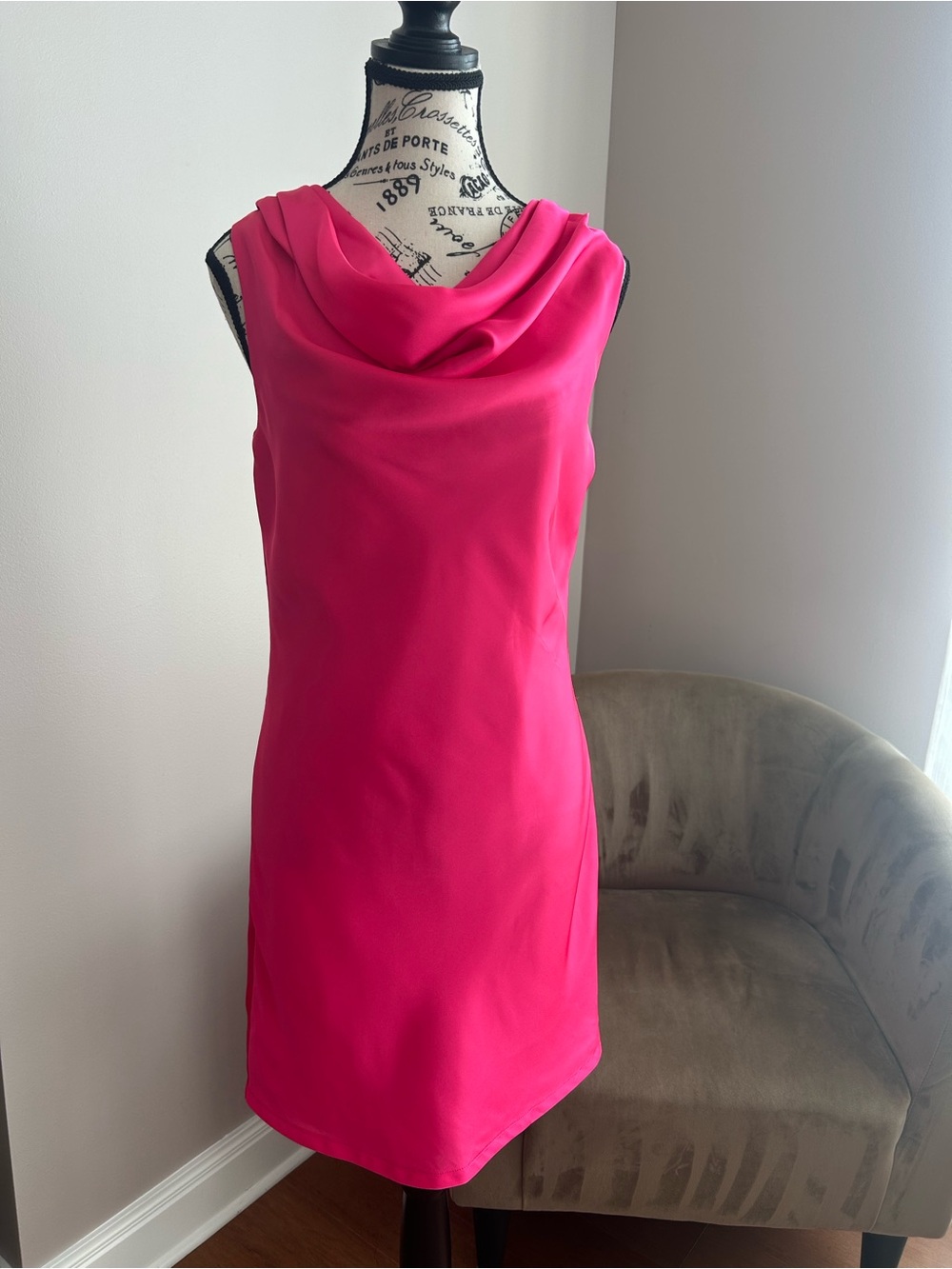 BODYFLIRT Hot Pink Fuchsia Cowl Neck Mini Dress US 2 EU 34